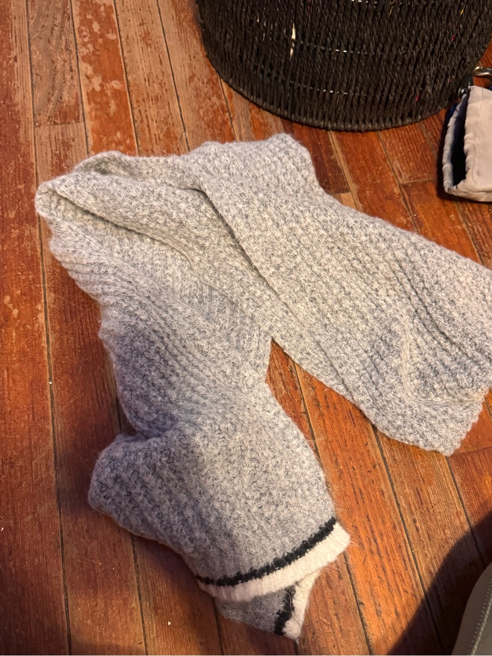 Old Navy Light Gray Knit Casual Socks with Black Trim
